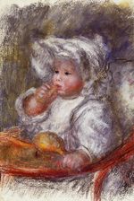 Jean Renoir in a chair child with a biscuit 1895